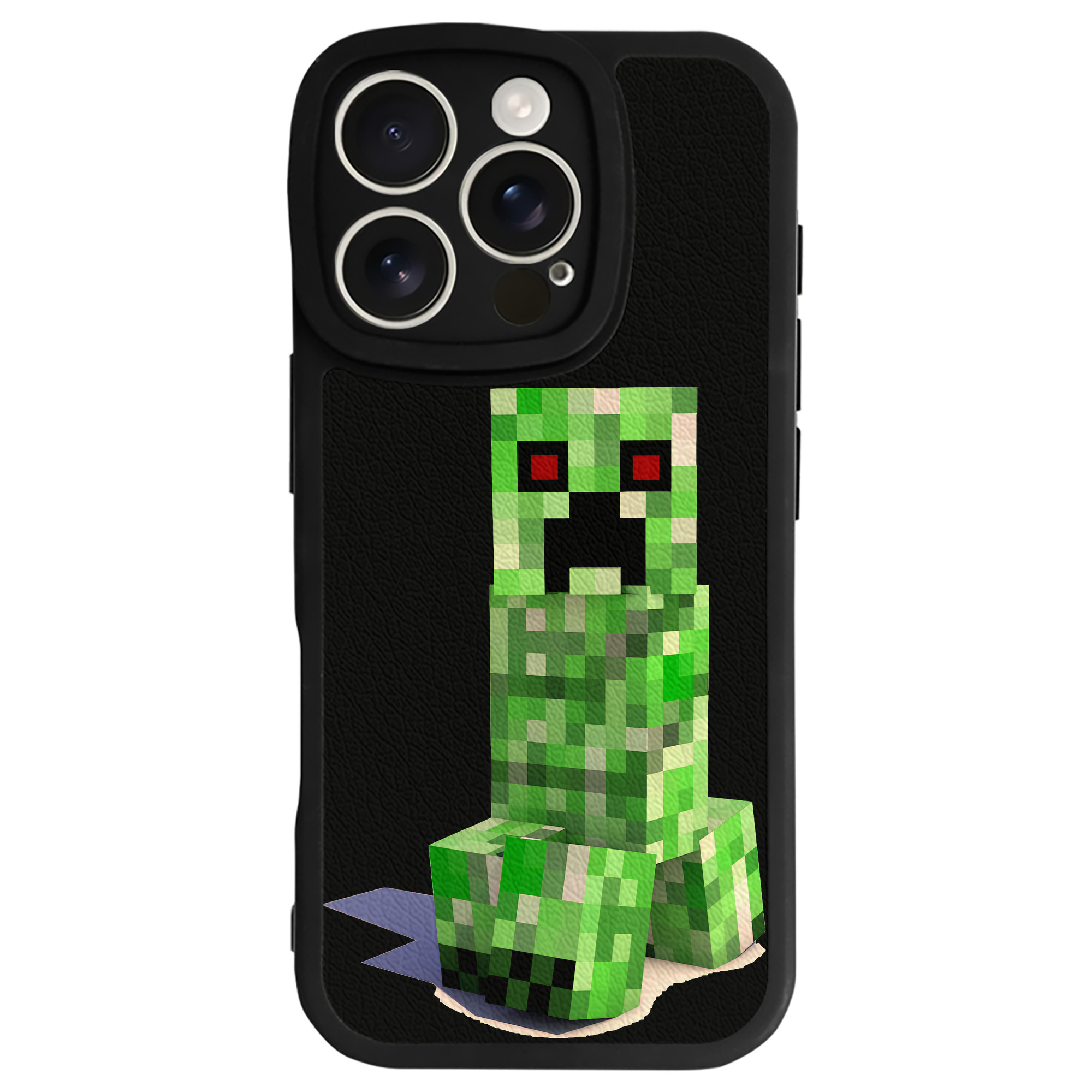 （画像用） マインクラフト ブロックの世界 Minecraft MC Block world 【iPhone 16シリーズ対応】シリコンスマホケース（レザー調） 材質：シリコン